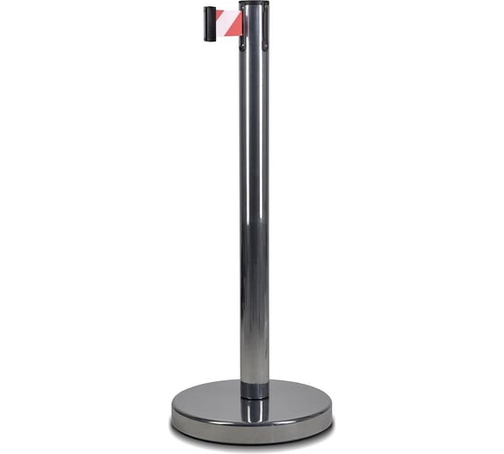 Стойка ограждения RUSBARRIER с лентой 3 м BSLN-326333 CHROME red/white 1