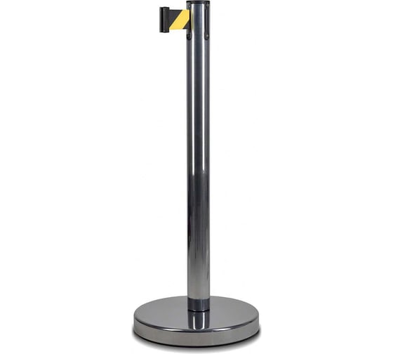Стойка ограждения RUSBARRIER с лентой 5 м BSLN-327635 CHROME yellow/black 1