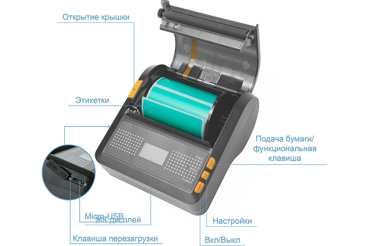 Принтер для печати этикеток Puty PT-82DC переносной 513280 - выгодная ...