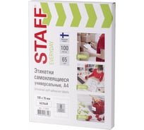Самоклеящаяся этикетка STAFF 105х70мм, 8 этикеток, 65г/м2, 100л, EVERYDAY 111835