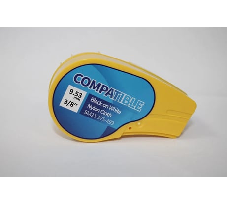 Лента Русмарк BM21-375-499, 9.53 мм/4.87м нейлон, черная на белом BMP21 Plus , Китай RM110893-21