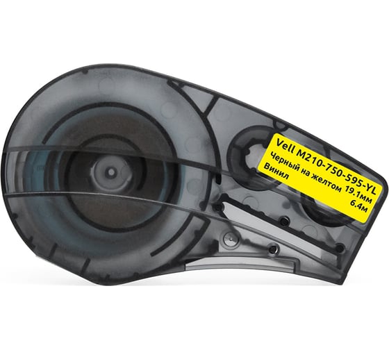 Картридж Vell M210-750-595-YL (19.1мм х 6.4м, винил, черный на желтом) 1376444