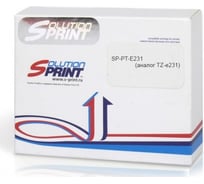 Картридж Solution print с лентой SP E-231 Brother TZe-231 12 мм, черный на белом 131383