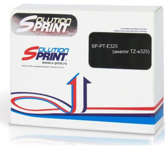 Картридж Solution print с лентой SP E-325 Brother TZe-325 9 мм, белый на черном 131371