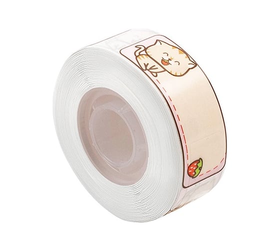 Этикетка для термопринтера Solution Print D30, размер 12х40, 160 шт., дизайн Кот и клубника 330914
