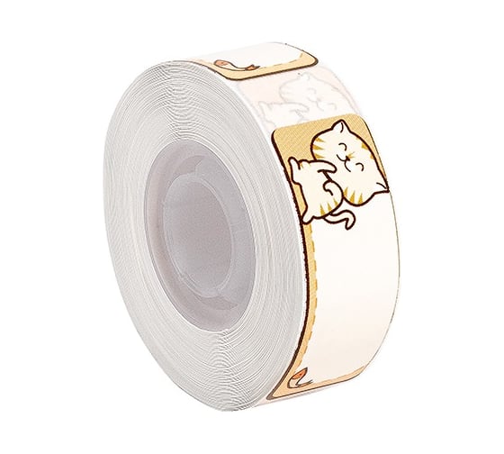 Этикетка для термопринтера Solution Print D30, размер 12х40, 160 шт., дизайн Кот и рыбка 330913 1