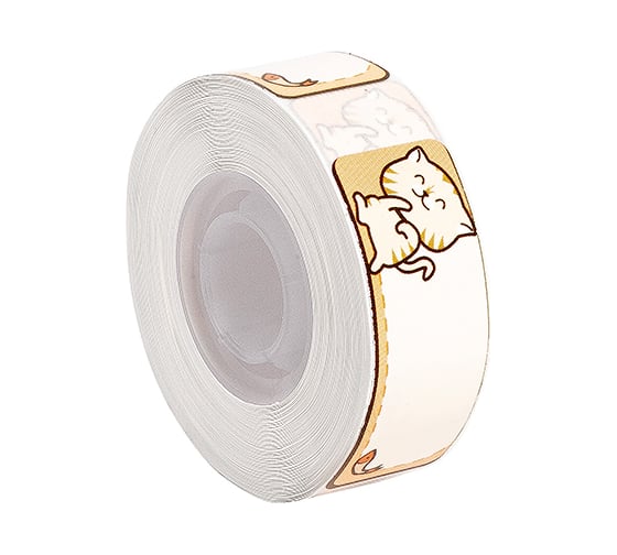 Этикетка для термопринтера Solution Print D30, размер 12х40, 160 шт., дизайн Кот и рыбка 330913
