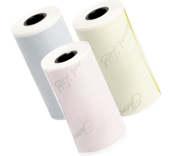 Набор бумаги Solution print для термопринтера SP-T02, 53 мм х 6,5 м, 3 рулона (желтый, розовый, голубой) 330923