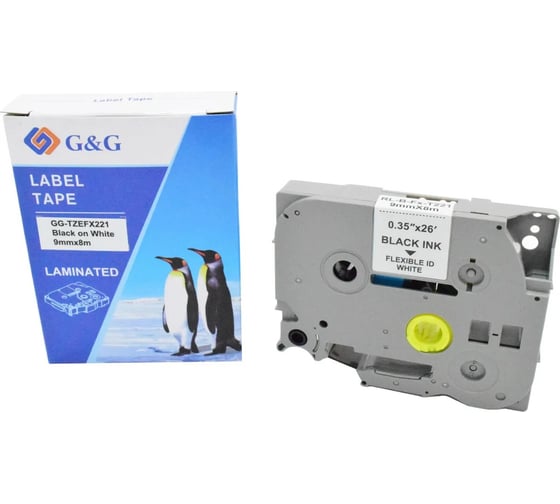 Картридж ленточный G&G GG-TZEFX221 черный на белом 9x8 для Brother 1010/1280/1280VP/2700VP 2073258 1