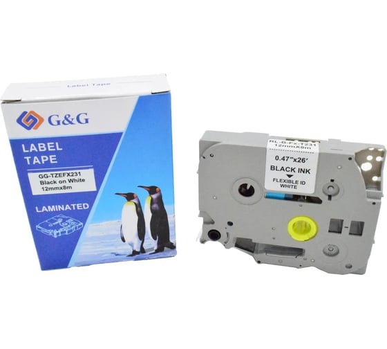 Картридж ленточный G&G GG-TZEFX231 черный на белом 12x8 для Brother 1010/1280/1280VP/2700VP 2073225 1
