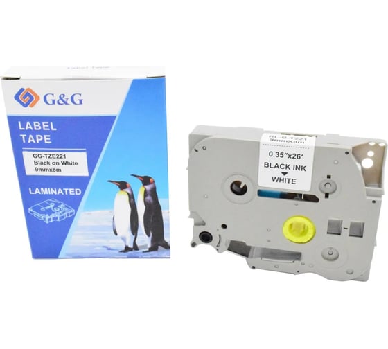 Картридж ленточный G&G GG-TZE221 черный на белом 9x8 для Brother 1010/1280/1280VP/2700VP 2073223 1