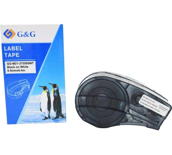 Картридж ленточный G&G GG-M21-375595WT черный на белом 9.5x6.4 для Brady BMP21-PLUS, BMP21-LAB 2073215 1