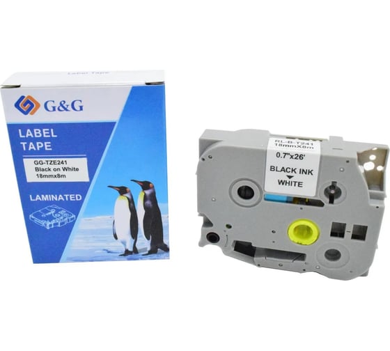 Картридж ленточный G&G GG-TZE241 черный на белом 18x8 для Brother 1230/1280/1280VP/2700VP 2073253 1