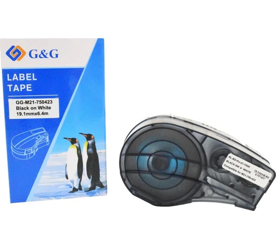 Картридж ленточный G&G GG-M21-750423 черный на белом 19.1x6.4 для Brady BMP21-PLUS, BMP21-LAB 2073218 1