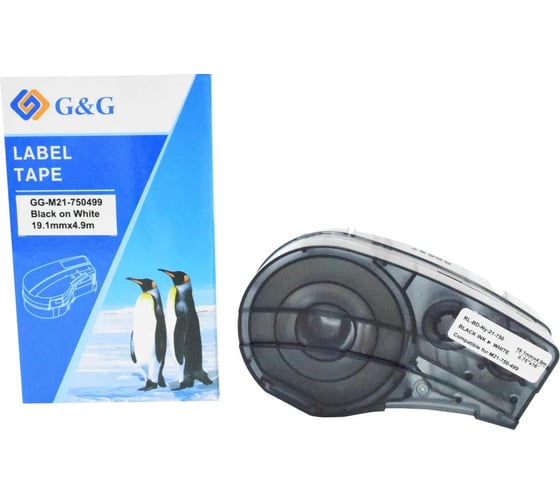 Картридж ленточный G&G GG-M21-750499 черный на белом 19.1x4.9 для Brady BMP21-PLUS, BMP21-LAB 2073212 1