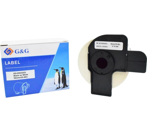 Картридж ленточный G&G GG-DK22223 черный на белом 50x30.48 для Brother P-touch QL-500, QL-550, QL-70 2073230 1