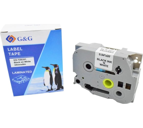 Картридж ленточный G&G GG-TZE251 черный на белом 24x8 для Brother 1010/1280/1280VP/2700VP 2073222 1