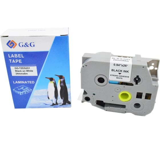 Картридж ленточный G&G GG-TZES251 черный на белом 24x8 для Brother 1010/1280/1280VP/2700VP 2073229 1