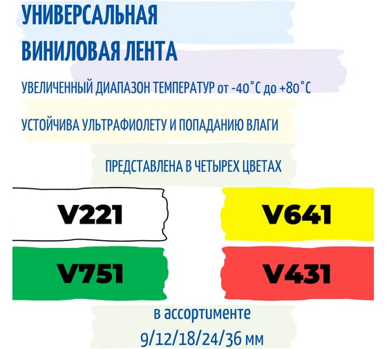 Лента виниловая Vell V-231 12 мм, черный на белом для PT 1010/1280/D200/H105/E100/ D600/E300/2700/ P700/E550/9700 -V231 345984