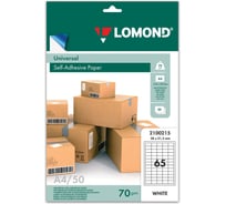 Этикетка самоклеящаяся ОФИСМАГ 38x21,2мм, 65 этикеток, белая, 70г/м2, 50л, LOMOND 2100215 121867