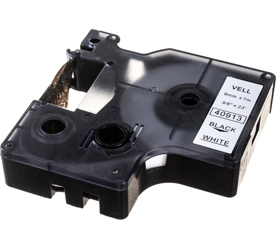 Лента Vell VL-D-S0720680/40913 (9 мм х 7 м, черный на белом) 328633 1