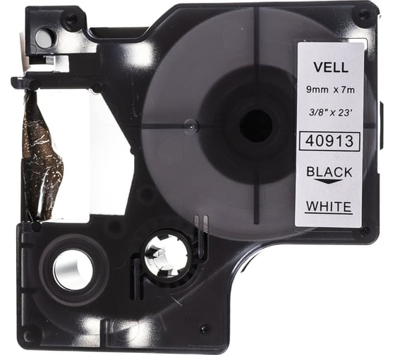Лента Vell VL-D-S0720680/40913 (9 мм х 7 м, черный на белом) 328633