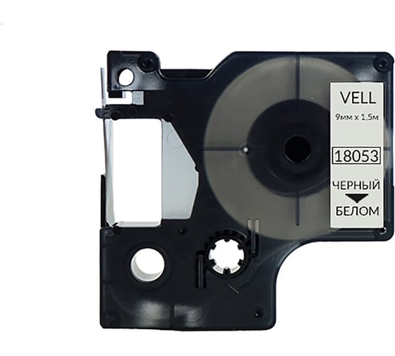 Термоусадочная трубка Vell VL-D-S0718280/18053 (Ø 5 мм, 9 мм x 1,5 м, черный на белом) 320147