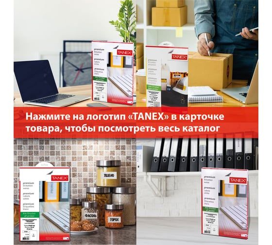 Этикетка самоклеящаяся ОФИСМАГ 210x297 мм, 1 этикетка, белая, 70 г/м2, 50 листов, Tanex, сырье Финляндия, 114527
