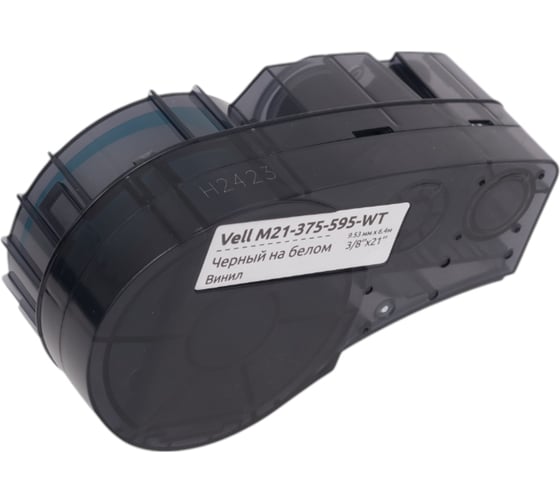 Картридж Vell M21-375-595-WT (9.53 мм, 6.4 м, винил, черный на белом, VL142800) 375074
