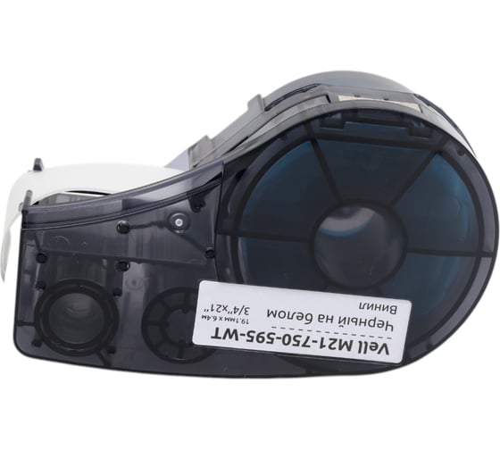 Картридж Vell M21-750-595-WT (19.1 мм, 6.4 м, винил, черный на белом, VL142797) 375080
