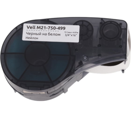 Картридж Vell M21-750-499 (19.1 мм, 4.87 м, нейлон, черный на белом, VL110895) 375069