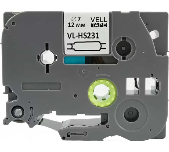 Термоусадочная трубка Vell HSE-231 (Brother HSE 231, 11,7 мм, черный на белом) PT  1010/1280/D200/H105/D600/E300/P700/E550/9700 319991 1