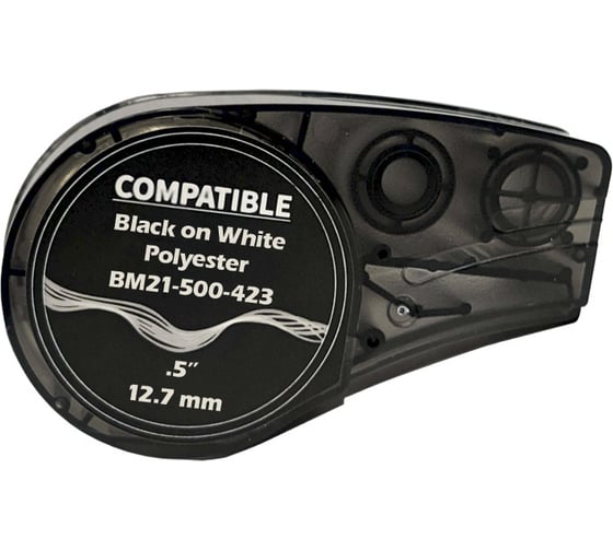 Лента для BMP21Plus Русмарк BMP210 BM21-500-423 12.7мм/6.4м, полиэстер, черный на белом, Китай RM110897