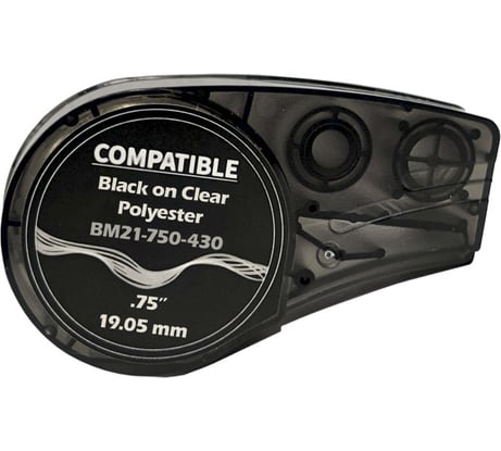 Лента для BMP21Plus Русмарк BMP210 BM21-750-430 19.05мм/6.4м, полиэстер, черный на прозрачном Китай RM110901