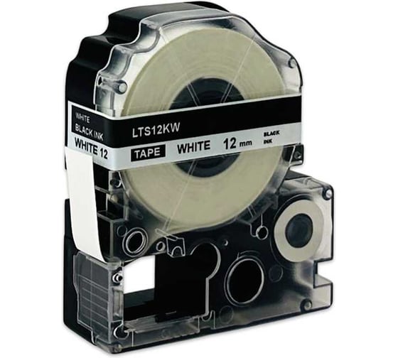 Картридж с лентой МАРКЕРПРОМ LTS12KW к принтерам Epson Labelworks, черный на белом, лабораторная низкотемпературная этикетка, 12мм х 5 м. mprlc4lkw 1