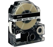 Картридж с лентой МАРКЕРПРОМ SE9KW к принтерам Epson Labelworks, черный на белом, контроль вскрытия-шахматка, 9мм х 8 м mprlc3skw