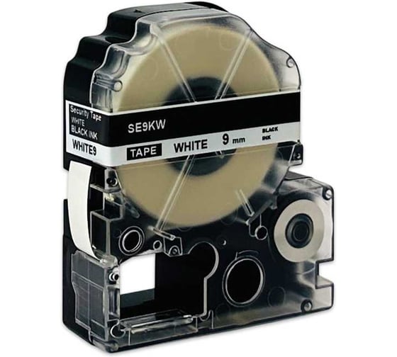 Картридж с лентой МАРКЕРПРОМ SE9KW к принтерам Epson Labelworks, черный на белом, контроль вскрытия-шахматка, 9мм х 8 м mprlc3skw 1