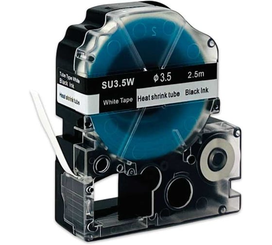 Картридж с термоусадочной трубкой МАРКЕРПРОМ SU3.5W, диам.3.5mm, к принтерам Epson Labelworks, черный на белом, 6мм - 2,5 м mprlc2tbn 1