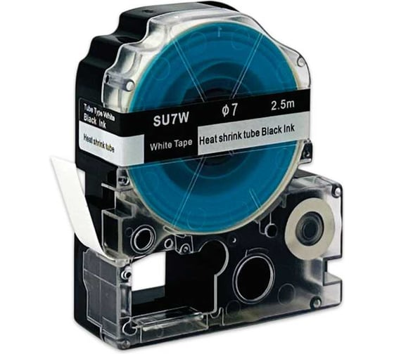 Картридж с термоусадочной трубкой МАРКЕРПРОМ SU7W, диам.7mm, к принтерам Epson Labelworks, черный на белом, 12мм - 2,5 м mprlc4tbn 1