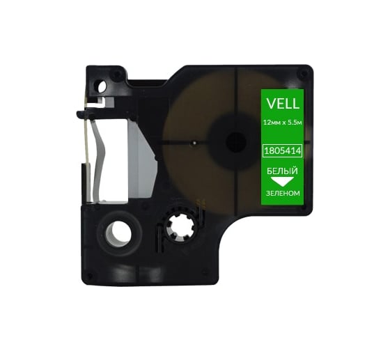 Лента Vell VL-D-1805414 (винил, 12 мм x 5.5 м, белый на зеленом) 374963 1