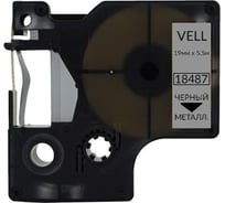 Лента Vell VL-D-S0718200/18487 (полиэстер, 19 мм x 5.5 м, черный на металлизированном) 375019