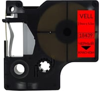 Лента Vell VL-D-S0718530/18439 (винил, 19 мм x 5.5 м, черный на красном) 345937