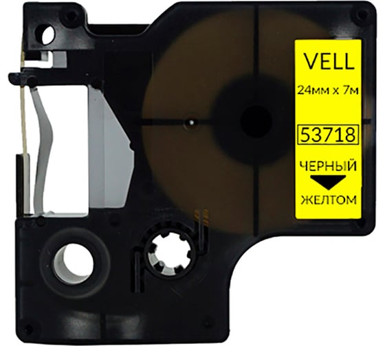 Лента  VL-D-S0720980/53718 (24 мм х 7 м, черный на желтом) Vell 328694 1