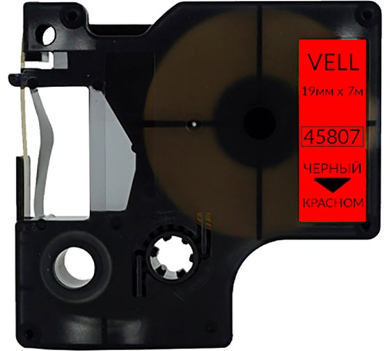 Лента VL-D-S0720870/45807 (19 мм х 7 м, черный на красном) Vell 328677 1
