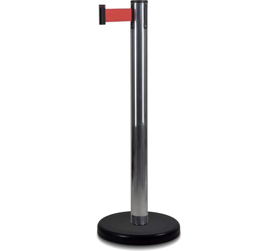 Стойка ограждения Rusbarrier с лентой 2 м BSLN-Х86332 CHROME red 1