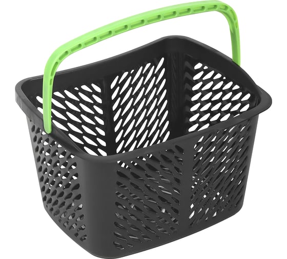 Покупательская корзина Reklime B20C.ECO, черная, ручка зеленая БП-00005295
