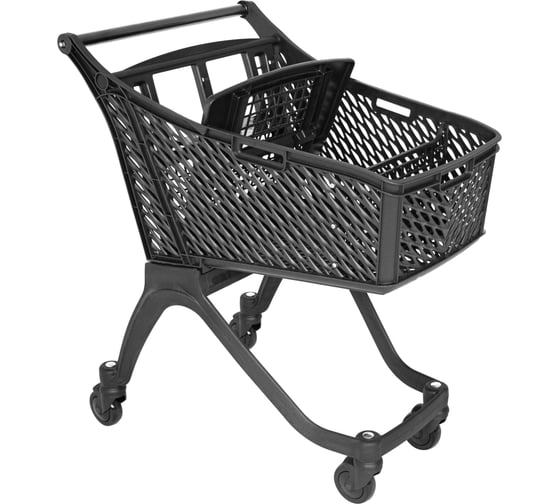 Тележка покупательская пластик reklime ТСЧ 100л,цвет черный, с детским сиденьем и разделителем, ручка черная БП-00003539