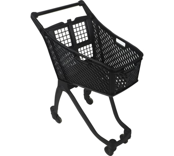 Пластиковая покупательская тележка reklime Т060.ECO.Черная,ручка круглая БП-00003741