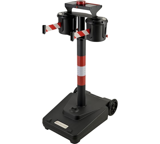 Стойка ограждения с двумя лентами Rusbarrier AEROBARRIER-2 BLACK red/white 20м