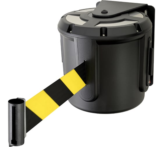 Поворотный настенный блок с лентой RUSBARRIER 20 м POVBARRIER BLACK black/yellow